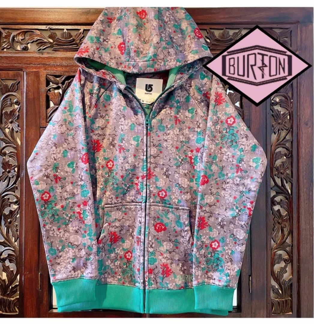 バートン キッズ 花柄 スキーウェア パーカー トレーナー グリーン 和柄