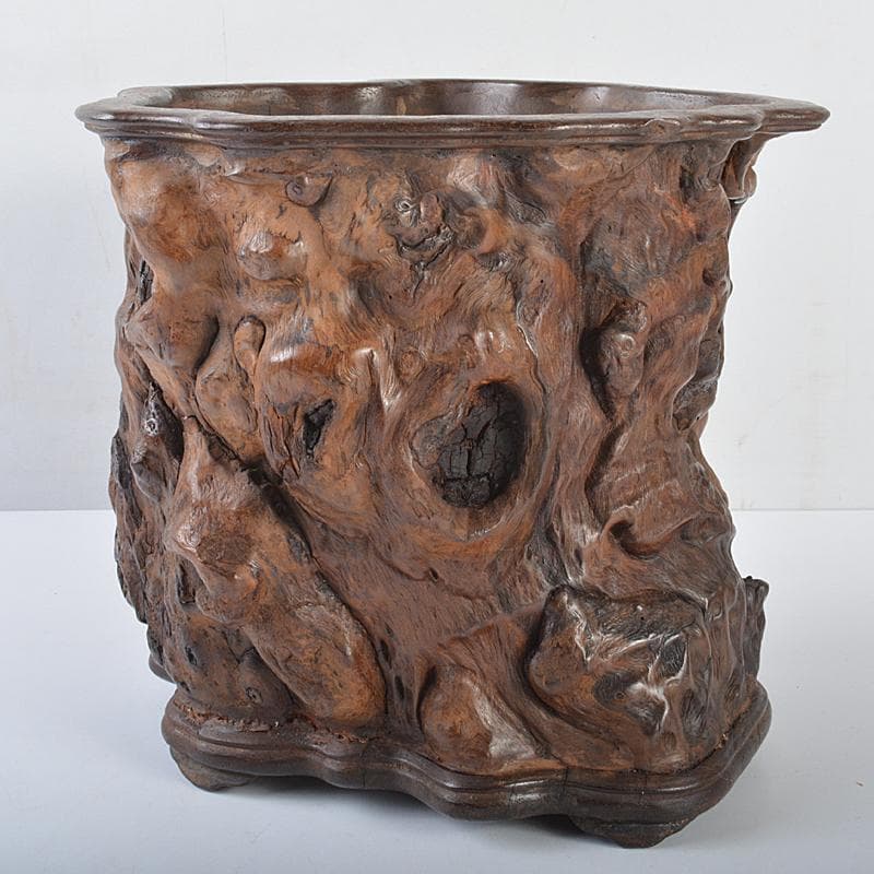 中国　唐木天然木瘤木　大筆筒　高さ約21㎝　重さ約2.7㎏　T　7709CE