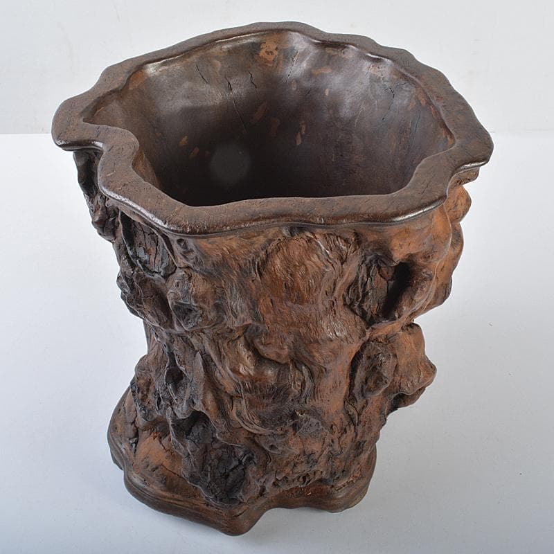 中国　唐木天然木瘤木　大筆筒　高さ約21㎝　重さ約2.7㎏　T　7709CE