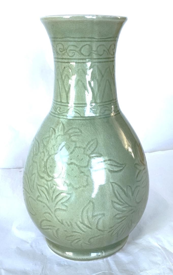 陶器 花器 青磁 美品 Ac-301