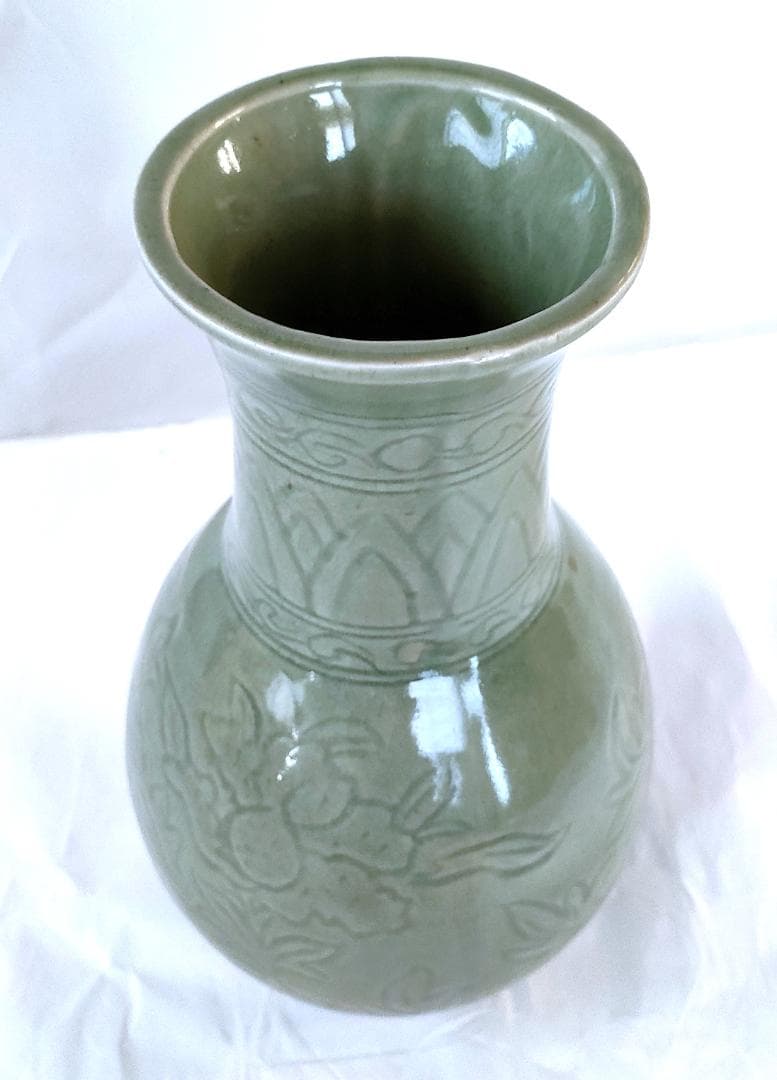 陶器 花器 青磁 美品 Ac-301