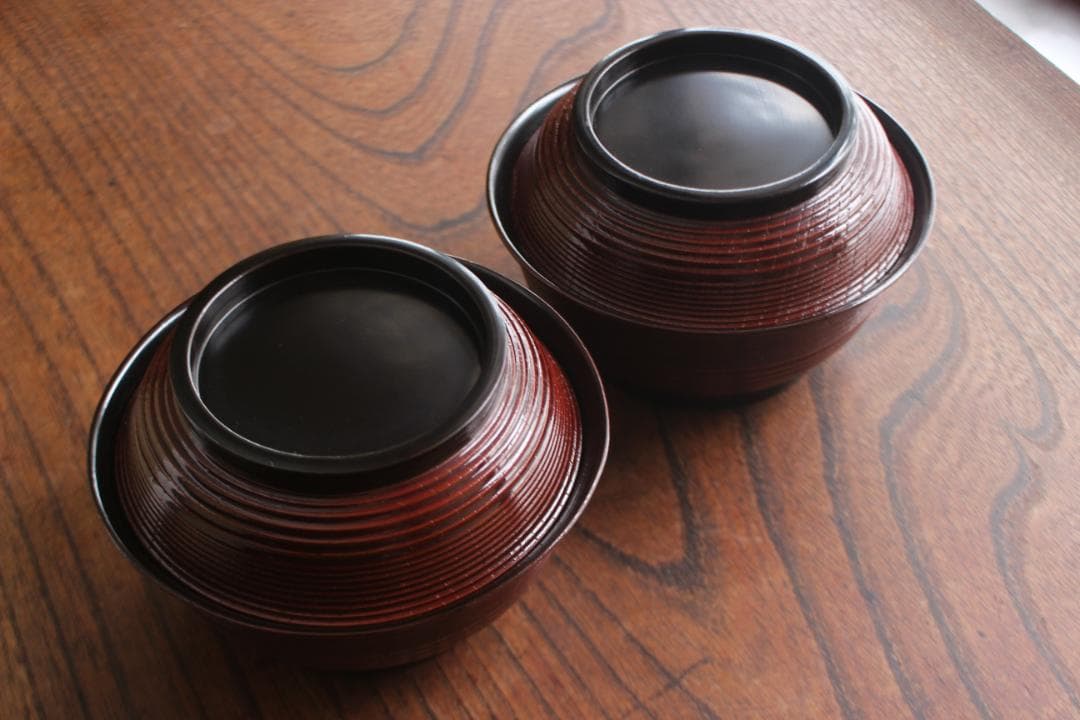 デッドストック！風情ある糸目地に優美な雀稲穂蒔絵の映えるお椀2点（検蒔絵椀雑煮椀