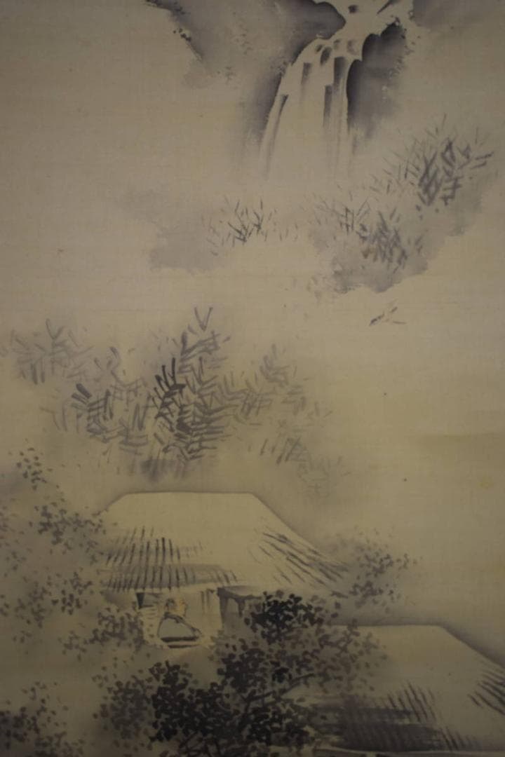 真作/塩川文麟/山水人物図/布袋屋掛軸HE-813