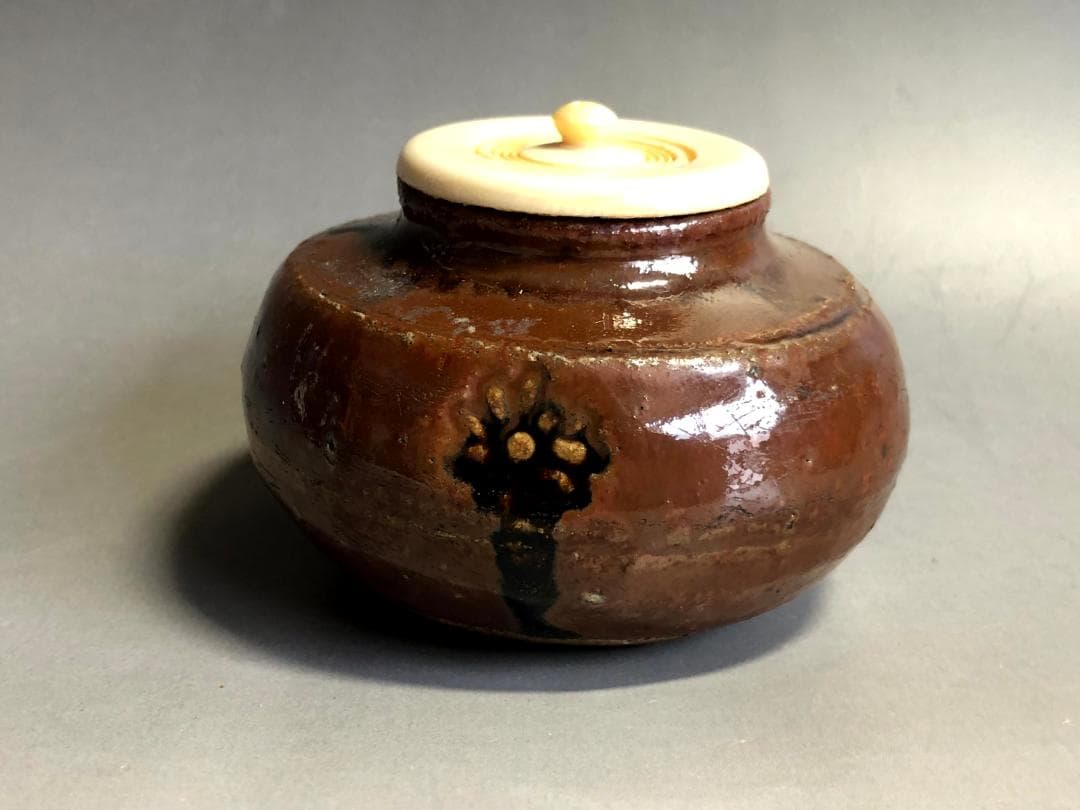 茶入■瀬戸釉 茶壷 仙泰庵 挽悦？ 茄子 濃茶用茶入 桐木箱 お茶道具 骨董品■