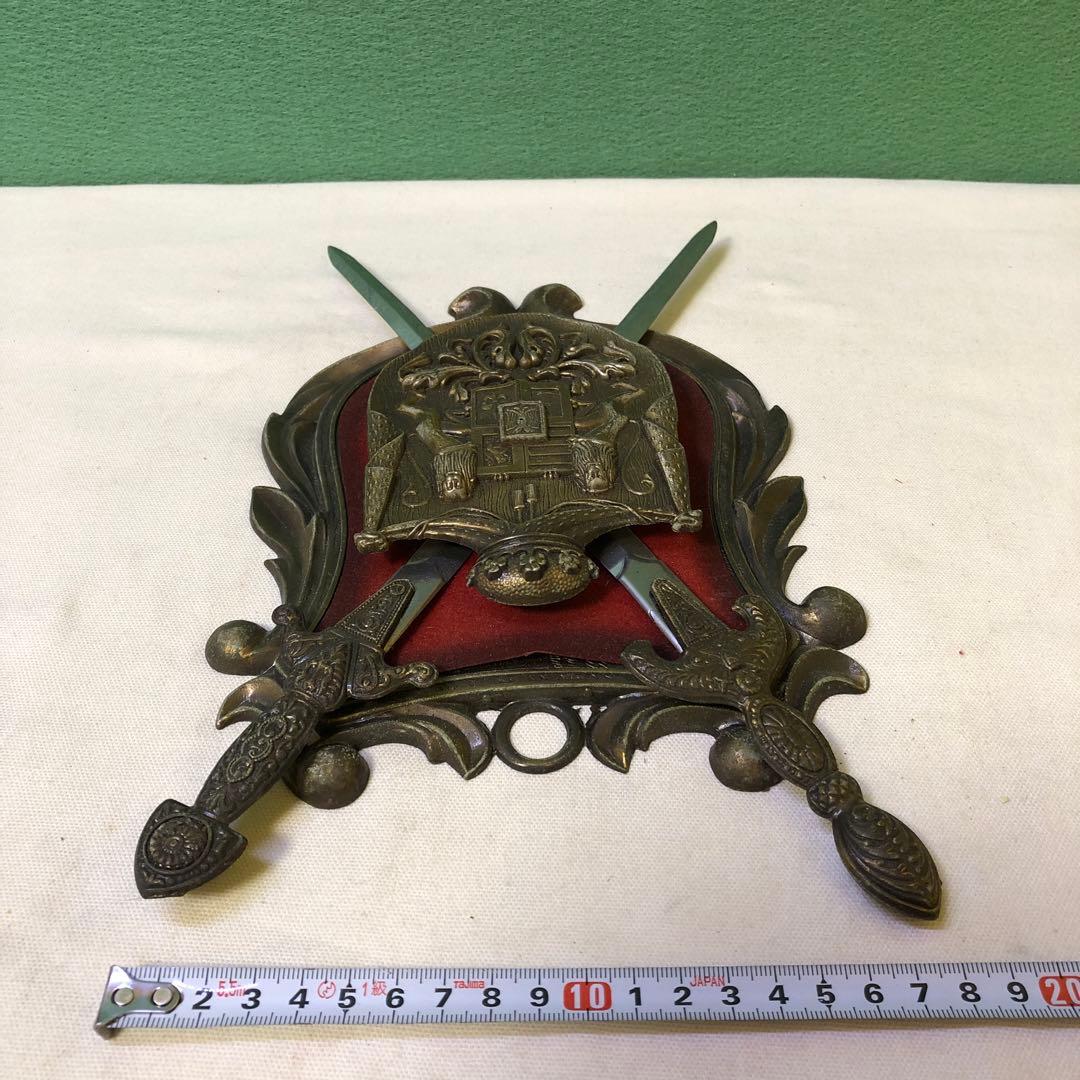 スペイン製 西洋武具 壁掛け 中世の騎士 獅子の紋章 アンティーク調