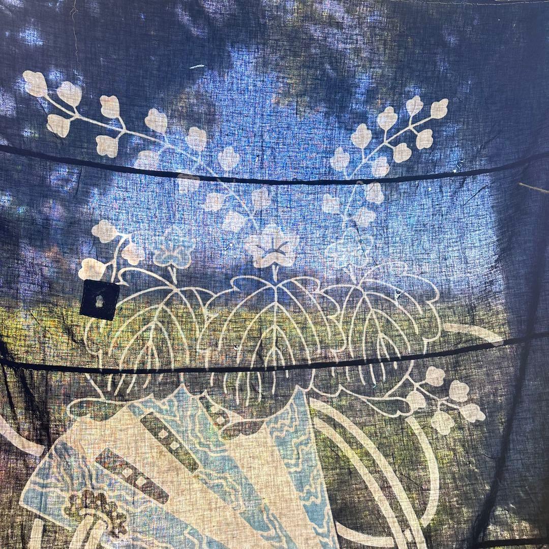 2168様感謝‼️明日につなぐ古布　桐花扇面TSUTSUGAKI筒がき藍染大風呂敷