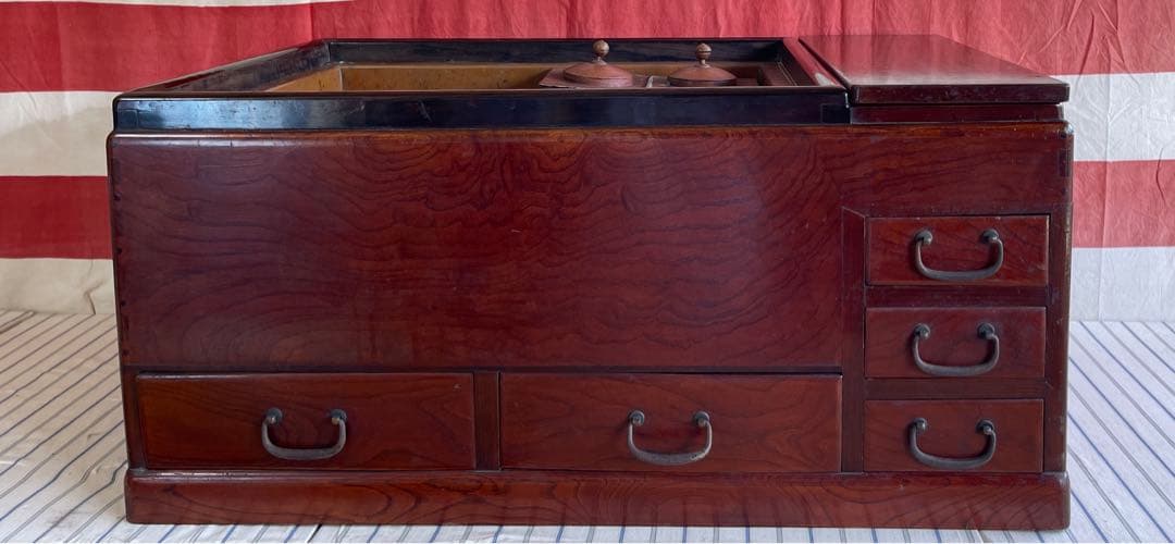 ☆長火鉢・熱燗2個他銅板.引き出し5個、エクセレント昭和レトロ骨董品アンティーク