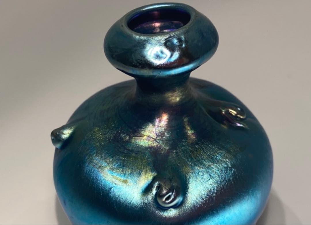 ルイス・カムフォート・ティファニー ブルーファブリル ガラス 花瓶