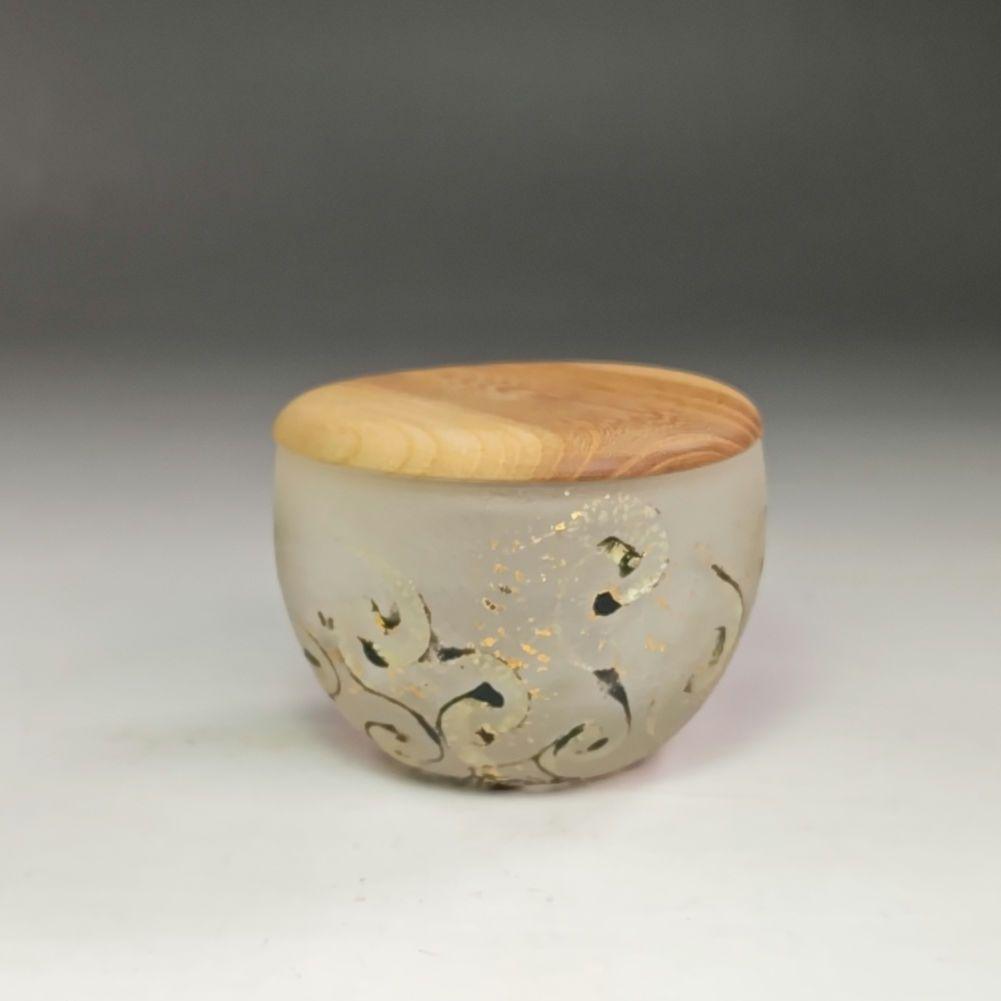 イ824 茶器『大川薫作』『硝子　薄器　共箱』ガラス　棗