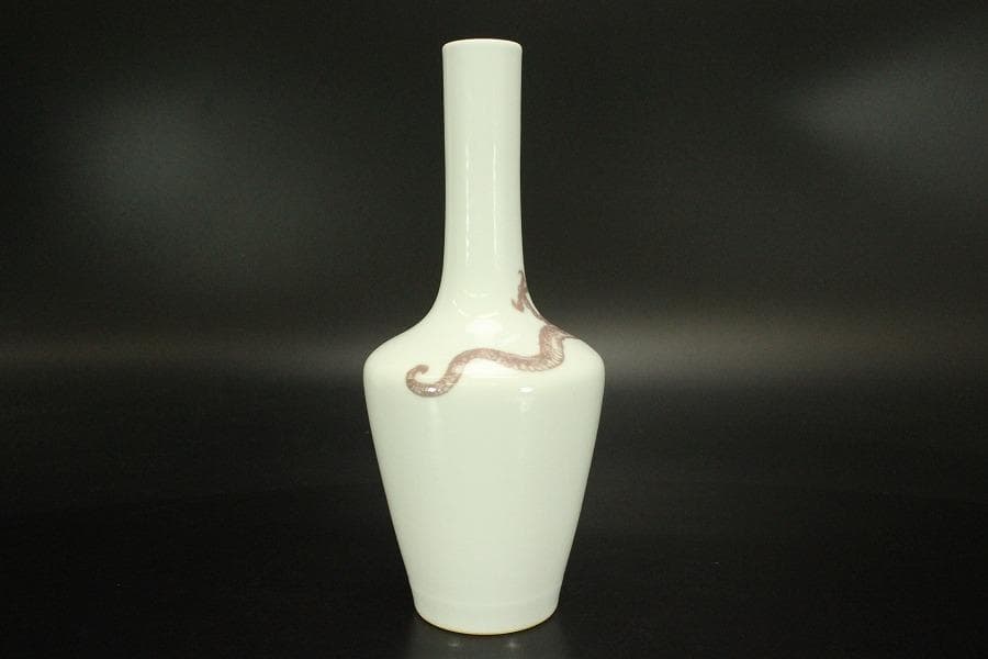 中国美術 紅龍紋 瓶(A759)