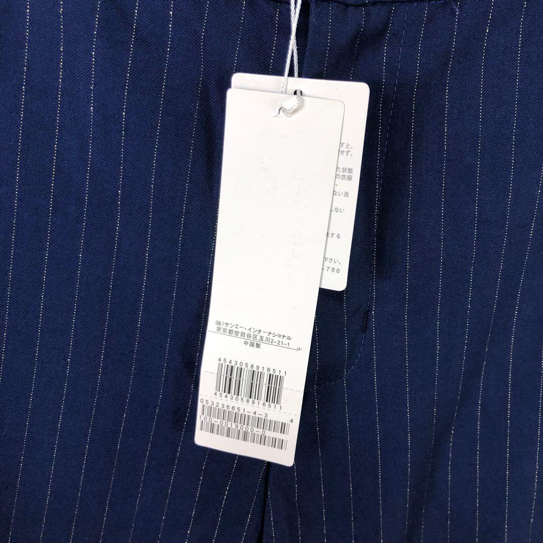 未使用品 PEARLY GATES ロゴ ストライプ パンツ 4 ネイビー