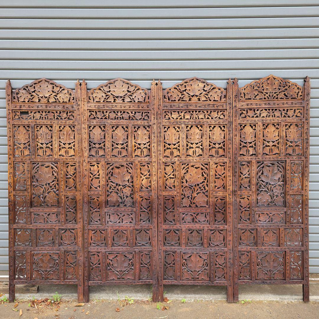 m*a様 アジアンパーテーション　ヴィンテージ　木製　手彫り