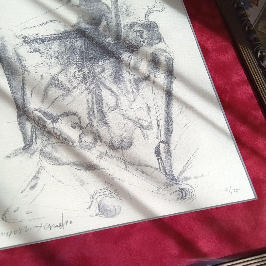 金子國義　金子国義　限定　リトグラフ 2/125 サイン　署名　額装済み