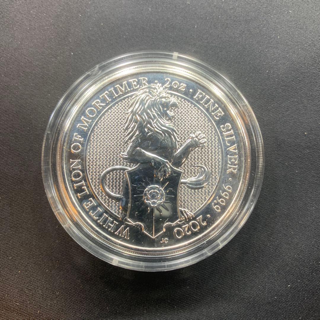 D3 純銀貨 2オンス クイーンズビースト　2020ホワイトライオン