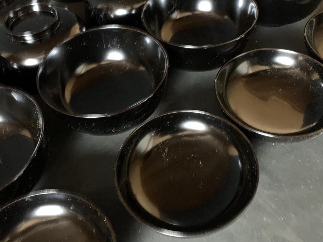 輪島塗 塩安製 黒真塗 汁椀 10客 共箱 茶懐石道具茶道具 901