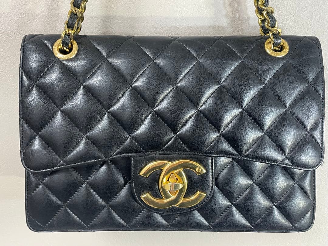 CHANELデカマトラッセ シングルフラップ ダブルチェーン ショルダーバッグ