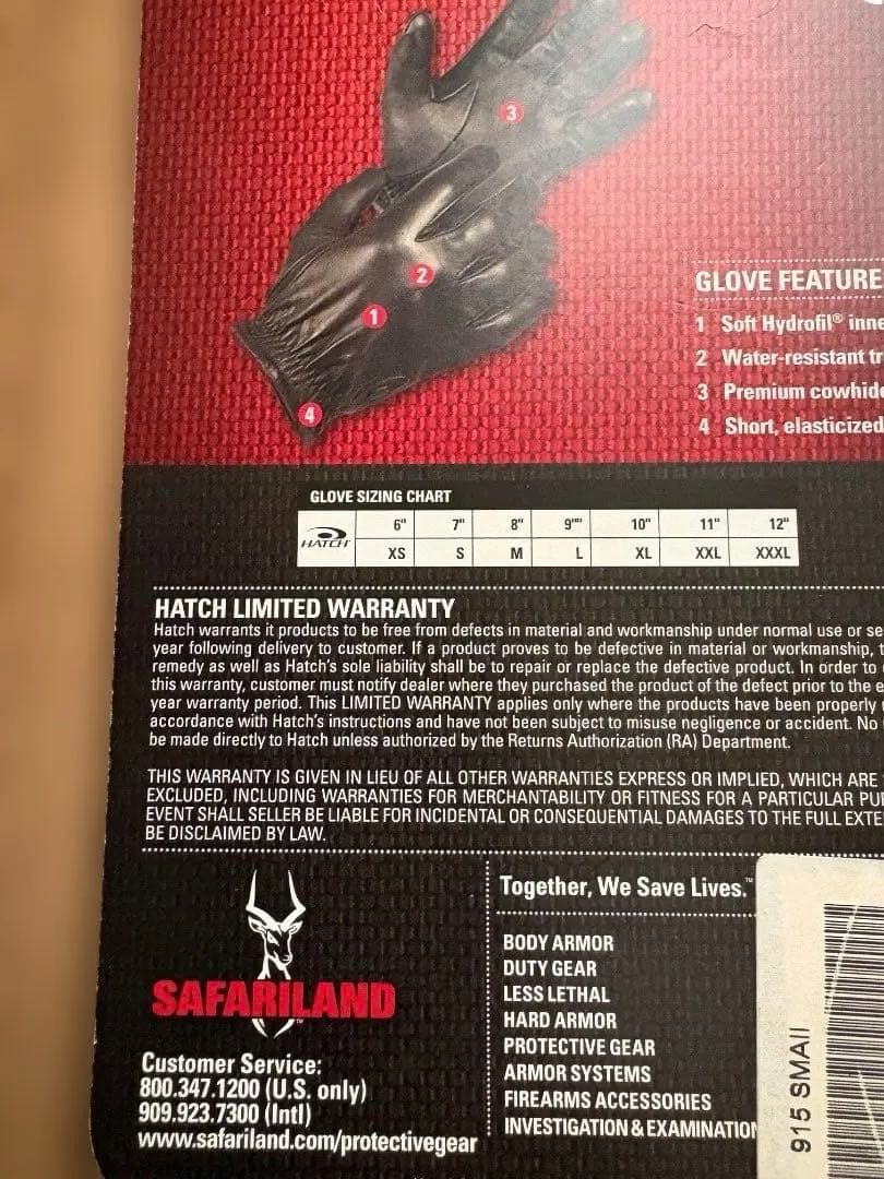 現地購入実物　サファリランド 防刃グローブ Sサイズ HACTH