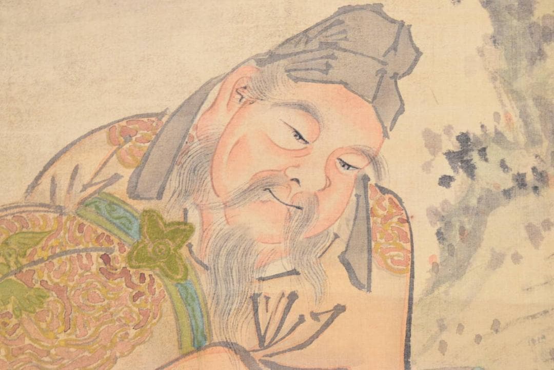 【真作】洞松/滝に人物図/掛軸☆宝船☆AB-93