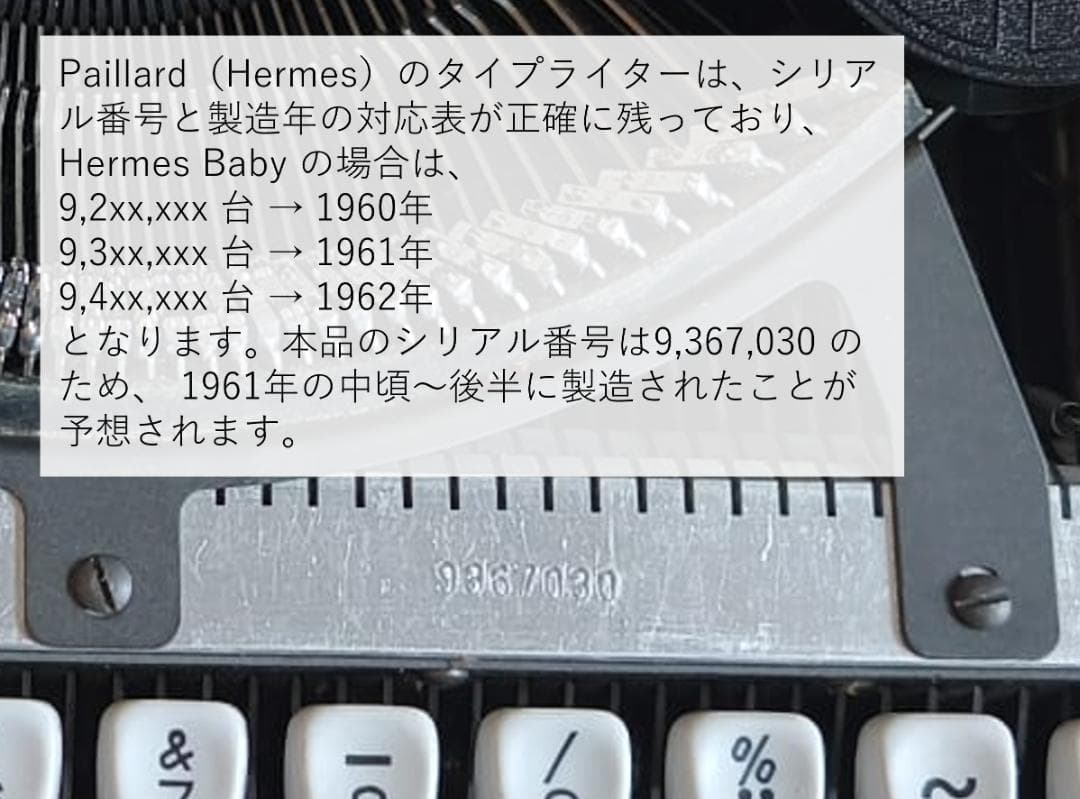 Hermes Baby タイプライター 実動確認済 ヴィンテージ名機 付属品付