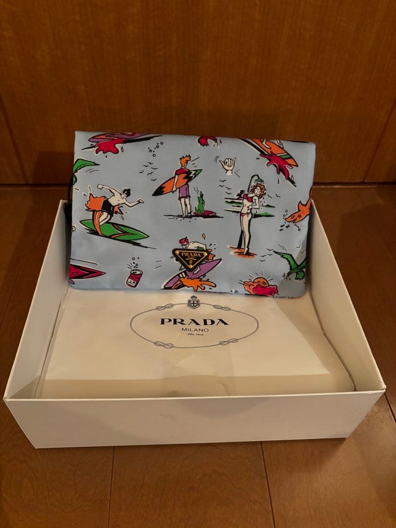 PRADA 非売品 巾着袋 ノベルティ 保存袋 総柄 サーフ柄 美品