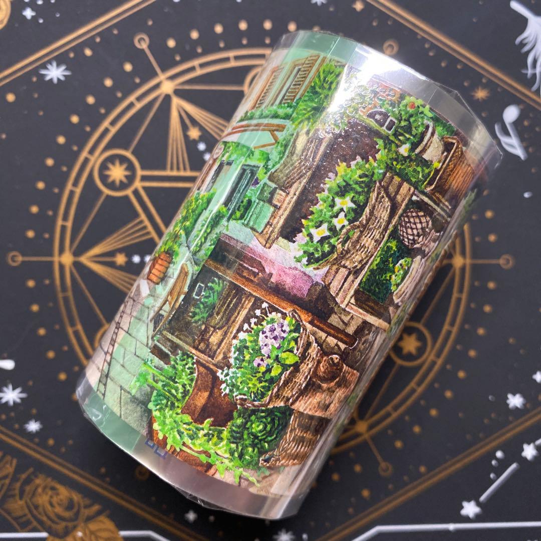 【8896】海外　マステ　3/5/巻　PETマスキングテープ　お店　街景色　植物