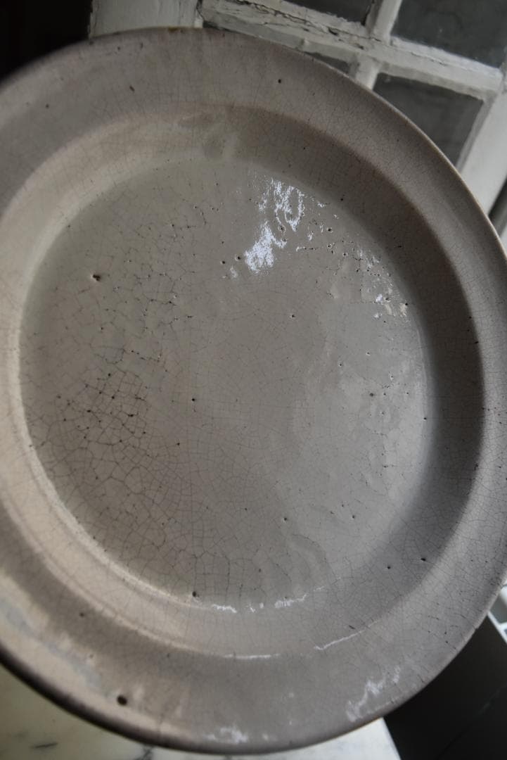 美品フランス19世紀　眺めの良いキュノワール皿　印有　古道具坂田　西洋民藝