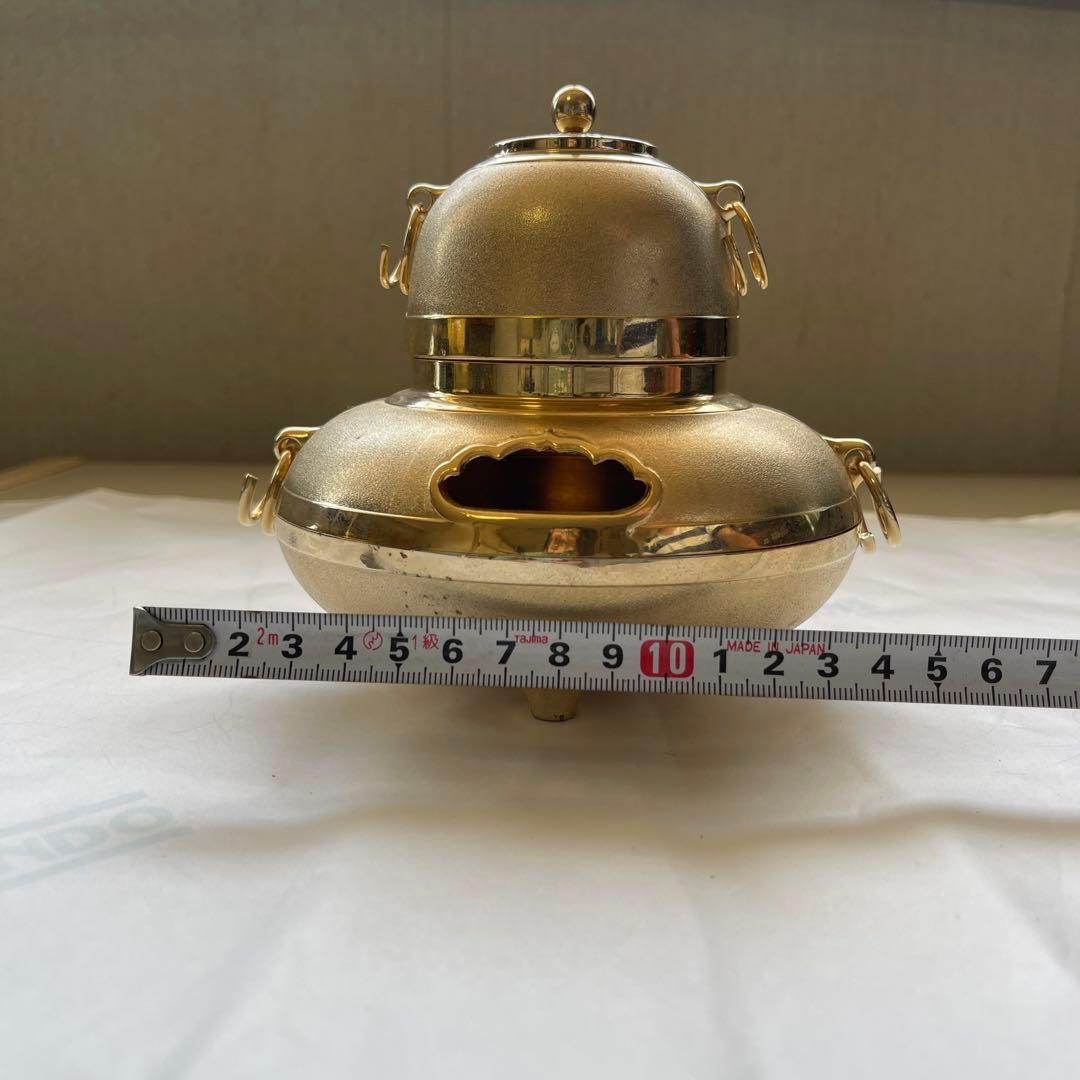 黃金茶釜 24KGP 香炉 銅鋳造インテリア　コレクション