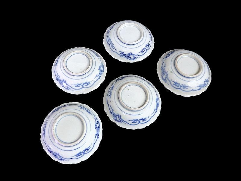 大聖寺伊万里　金襴手　金唐草に亀甲紋の図　４寸皿　５枚　A542AS-DAy