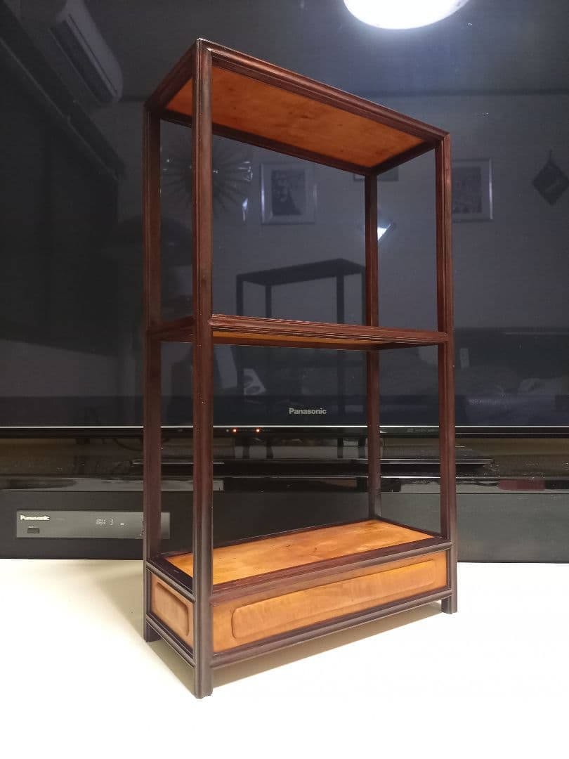 希少　明治期　指物細工　黒檀　良杢　隠し箱　からくり　飾り棚