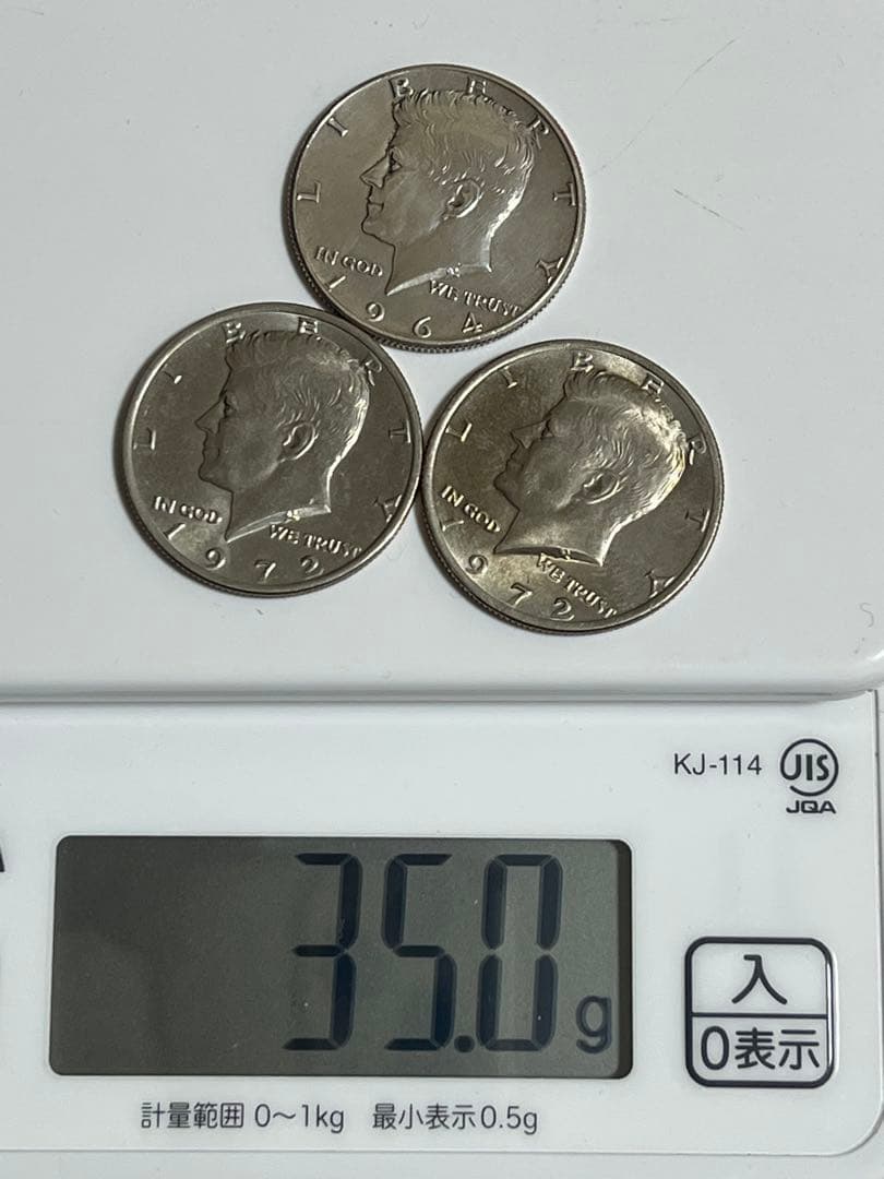 銀貨1964年、1972年ジョン・F・ケネディ ハーフダラー 3枚セット