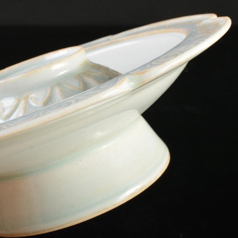 中国　影青　蓮弁刻　輪花盃　盃台　M　7291E