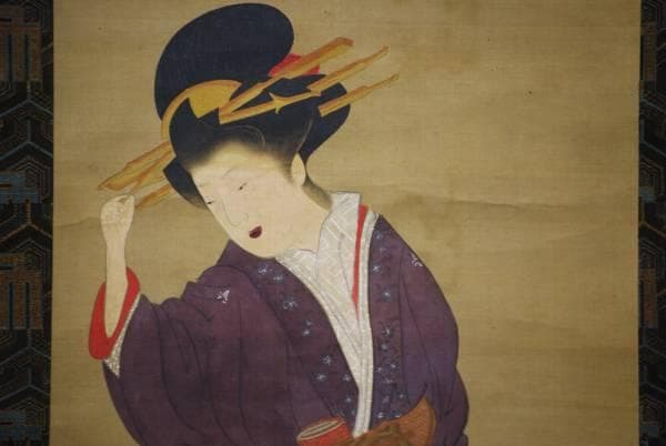 不詳/作者不詳/浮世絵美人画/布袋屋掛軸HC-875