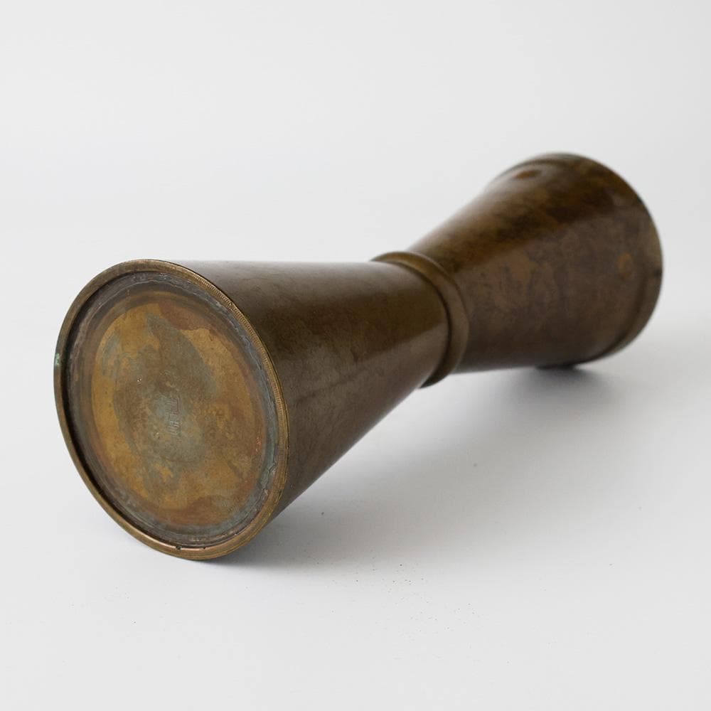 昇雲 底款 古銅 把綿花入 銅製花瓶 花入 花器 壷 茶道具 金属 748ｇ