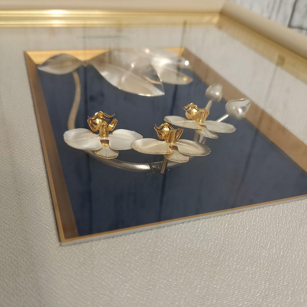 光則 作 純銀製 胡蝶蘭 立体絵図 額縁入り 大渕光則作