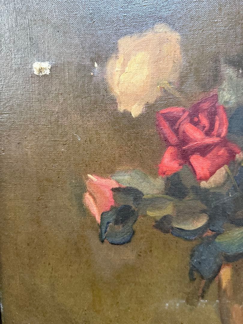 1933年油彩画 【薔薇】R.hagimoto 後藤氏所藏 F8 送料込み