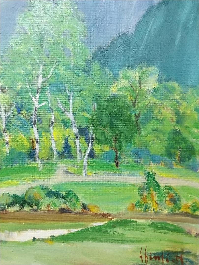 「軽井沢雨」F6　絵画 油絵 油彩画 風景画 アート