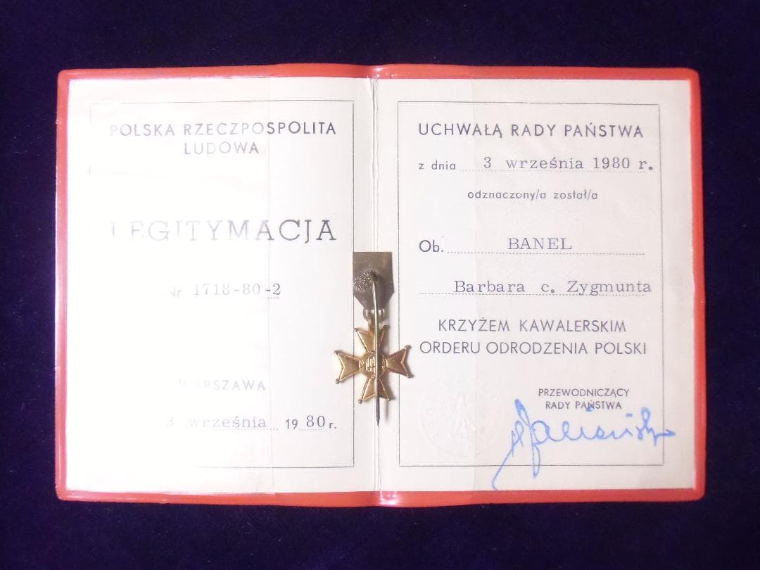 Ｐポーランド軍＊ポロニアレスティトゥータ勲章＊ミニチュア襟章＋勲記（実物）