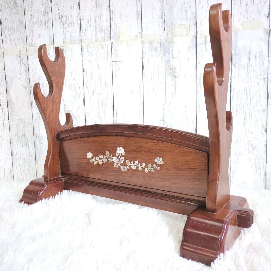 刀掛け　刀置き　螺鈿　3本　武具