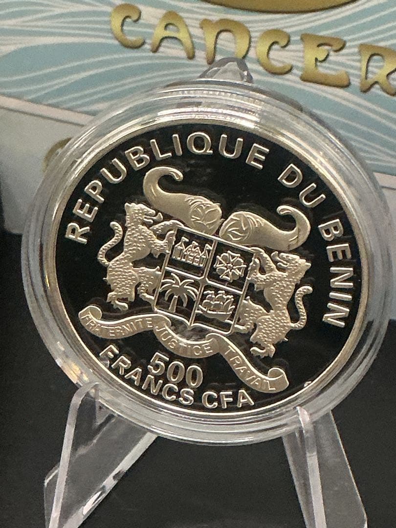 ミュシャ × 黄道十二宮 ― 蟹座、Cancer　銀メッキ付き白銅貨