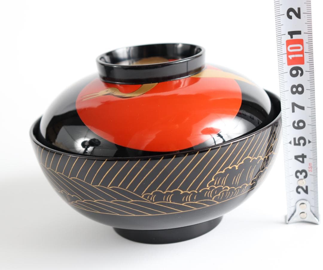 輪島塗 西久保田漆器 鶴金蒔絵 お椀 雑煮椀 汁椀 吸物椀 蓋付椀②