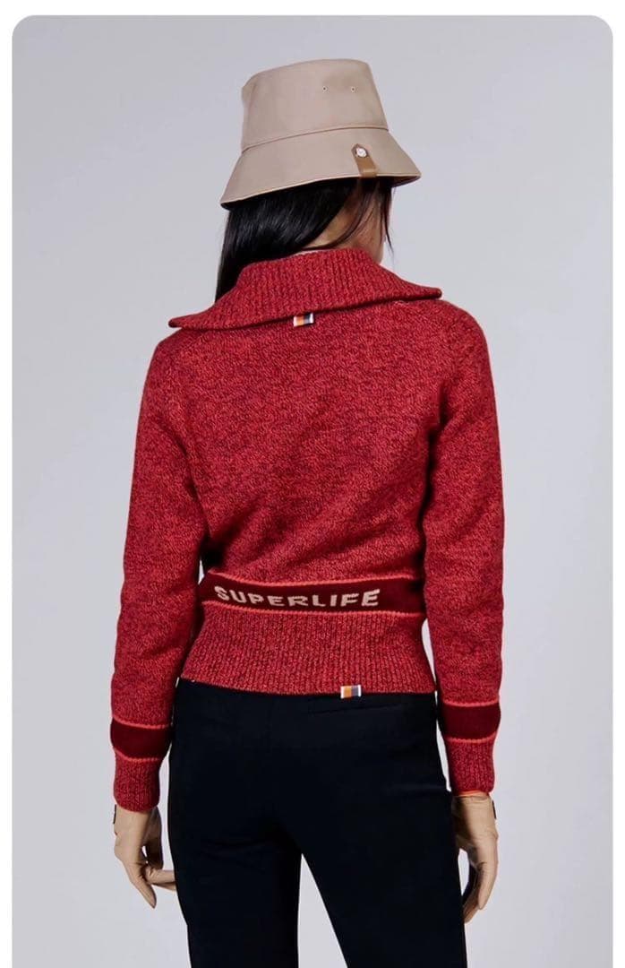 週末限定価額★サウスケープ　上品　レディース ゴルフセーター・赤　L