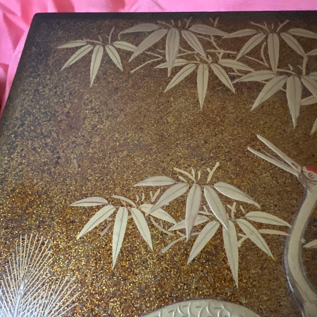 古美術　竹鶴高蒔絵　御硯箱