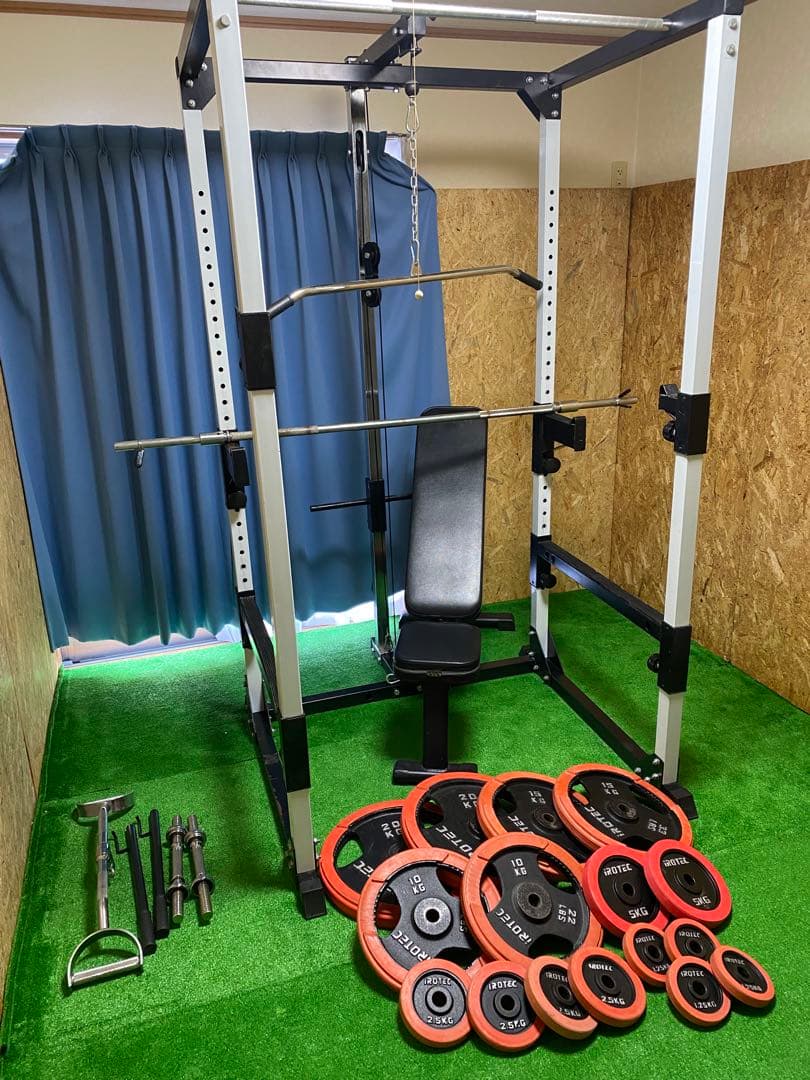 パワーラック ベンチプレストレーニングセット　115kg ラットプル付き