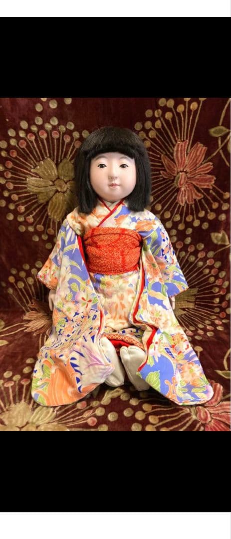 市松人形 松龍斎 太田徳久 15号 52cm 木製スタンド付き