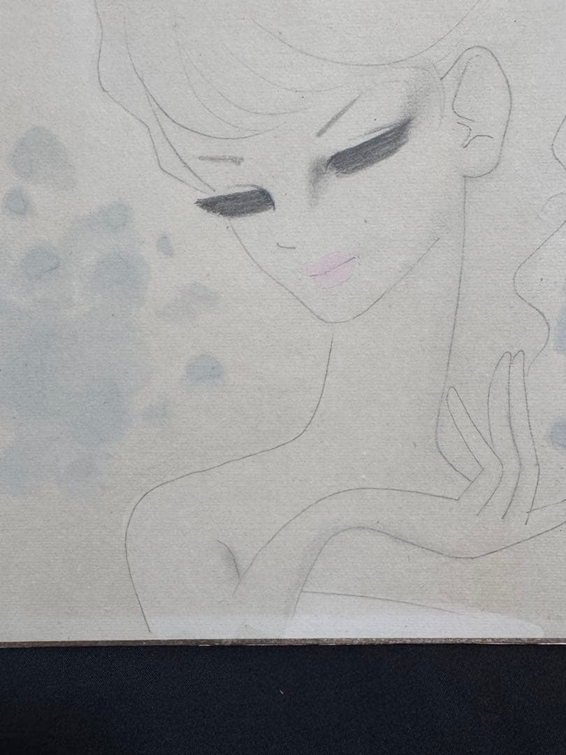 東郷青児 鑑定済婦人像 直筆サイン 印有り 東郷青児鑑定委員会 鑑定証型押し印付