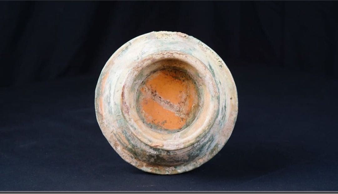 中国古玩 清朝時代 緑釉銀化 古陶 燭台 古代陶磁器 古美術 漢 李朝 高麗