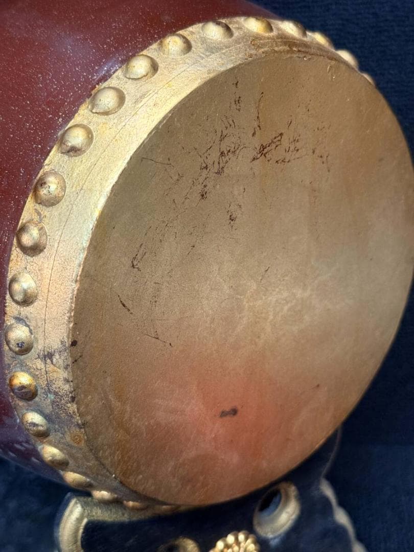 太鼓 飾 ミニ 金箔 伝統工芸 総高さ29.5㎝ 岡崎市発送 7823