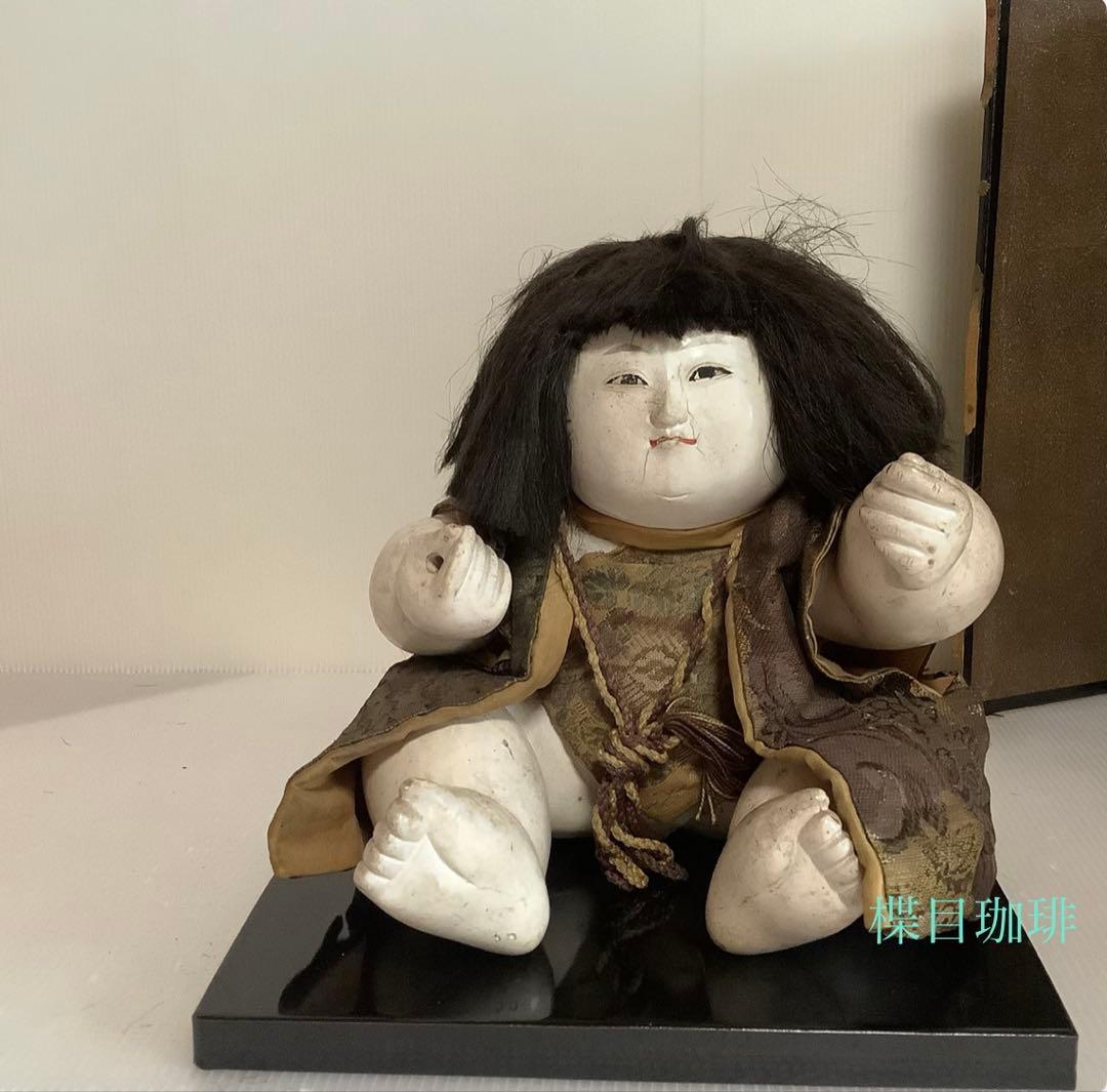 戦前の御所人形♪水引手？♪持ち道具なし♪袖なしに腹掛け♪顔に傷、汚れ、やけ