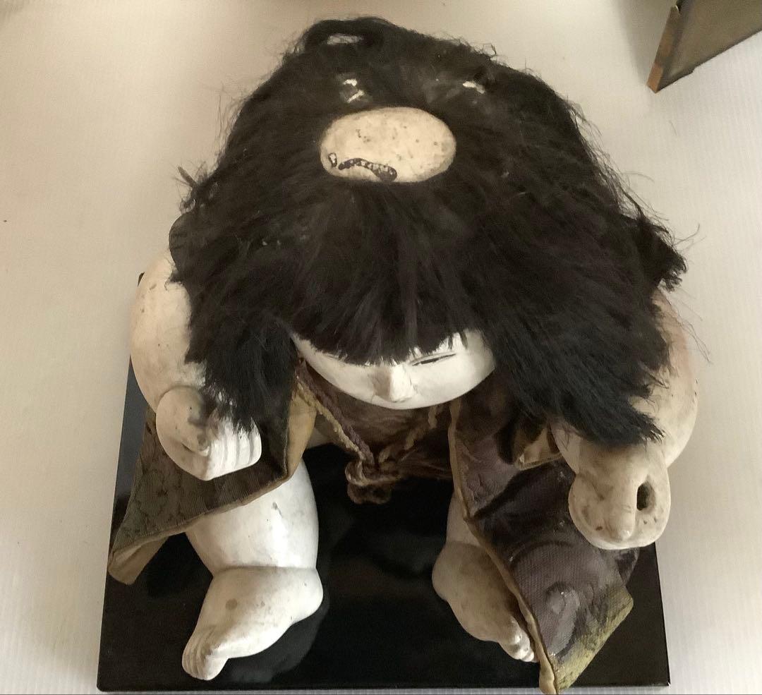 戦前の御所人形♪水引手？♪持ち道具なし♪袖なしに腹掛け♪顔に傷、汚れ、やけ