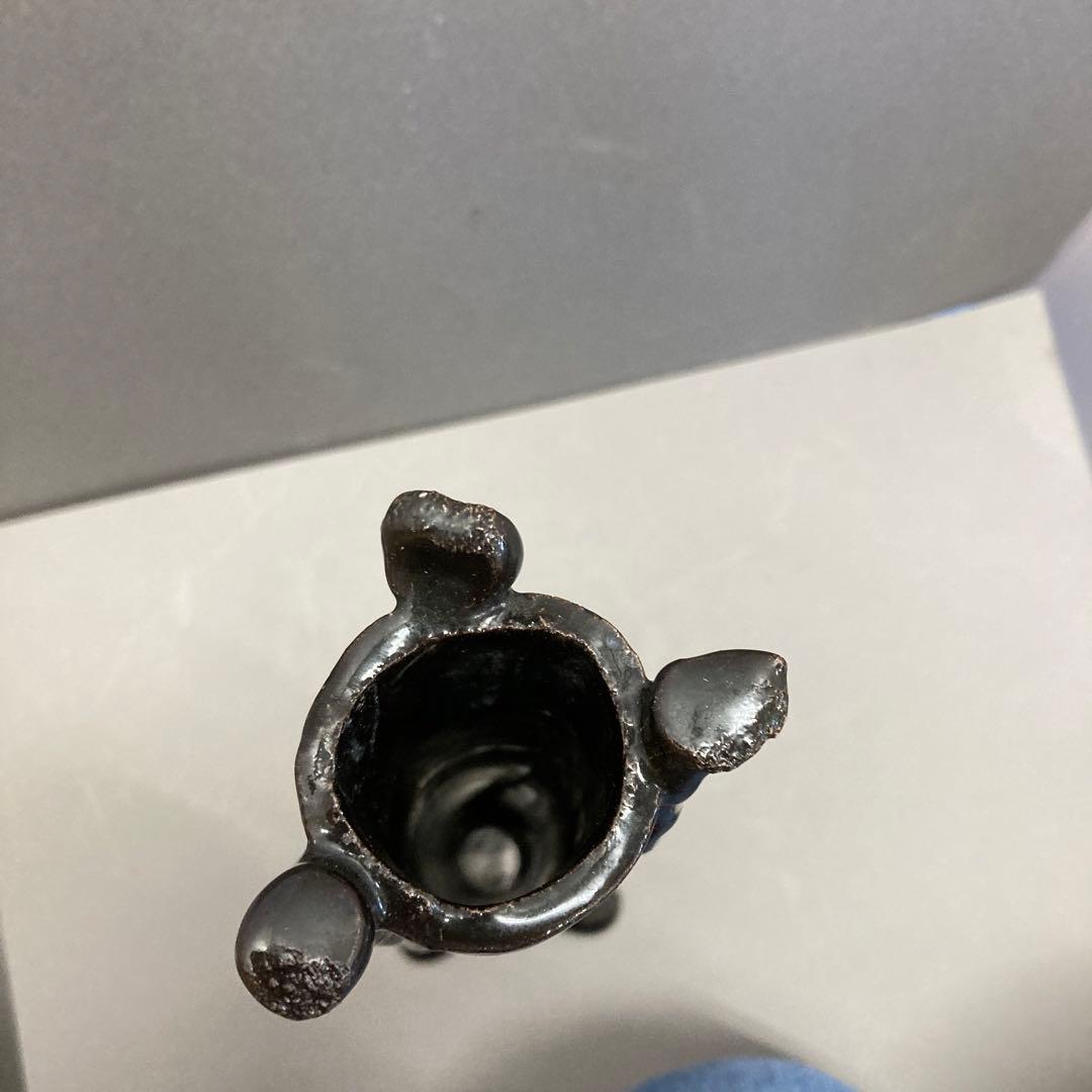 花器　黒釉花器　作　鈴木育児　共箱　S089KYK